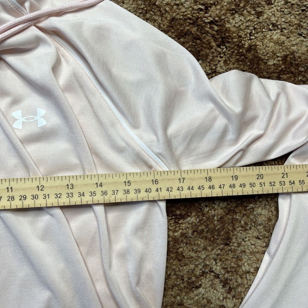 Under Armour Hoodie Womens Large Drawstring Pullover Sweatshirt Pink Long Sleeve - Picture 8 of 11